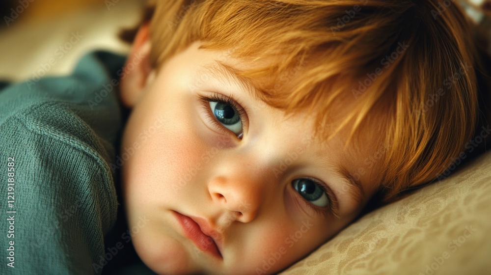 Child's Pensive Portrait: Close-Up of a Thoughtful Child Child's Pensive Portrait: Close-Up of a Thoughtful Child