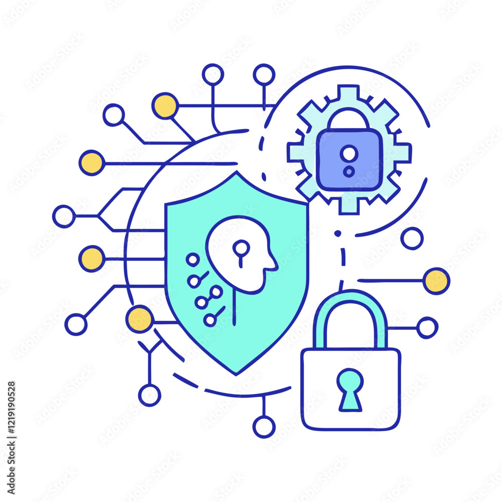 Obraz premium ai in cybersecurity icon, ai in cybersecurity vector illustration-simple illustration of ai in cybersecurity, perfect for ai in cybersecurity logos and icons
