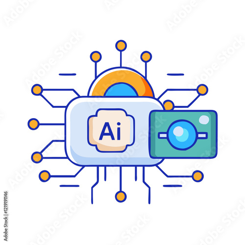 ai powered camera icon, ai powered camera vector illustration-simple illustration of ai powered camera, perfect for ai powered camera logos and icons