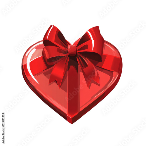 vector art minimal heart shaped gift box on a transparent background