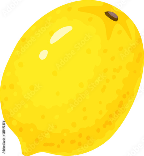 Vivid illustration of a single bright yellow lemon showcasing detailed texture and glossy highlights. The fruit s vibrant color and natural shine emphasize freshness and citrus appeal