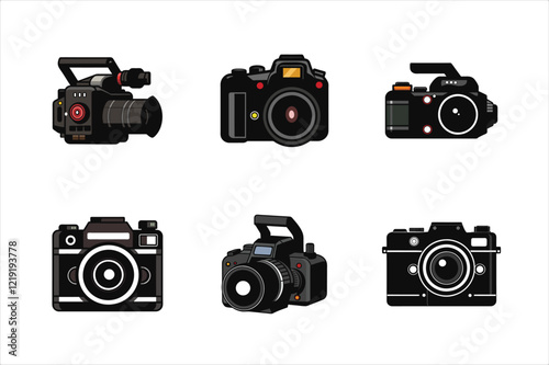 Classic Photography Camera Icons in Vector Art Style