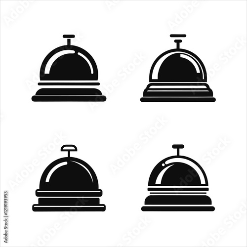 Black Hotel Bell Icons Vector Art for Professional Designs