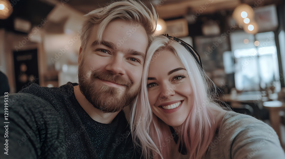 Happy couple taking selfie photo Happy couple taking selfie photo