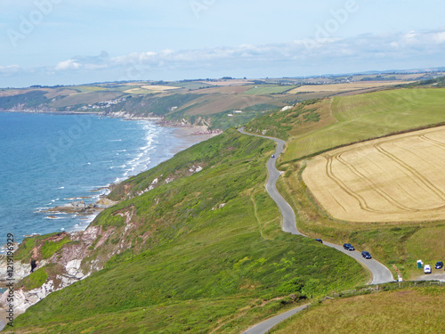 Aerial view of Whitsand Bay, Cornwall	 photo