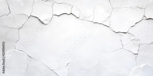 Cracked and Peeling White Wall Background with Textured Surface and Worn Appearance