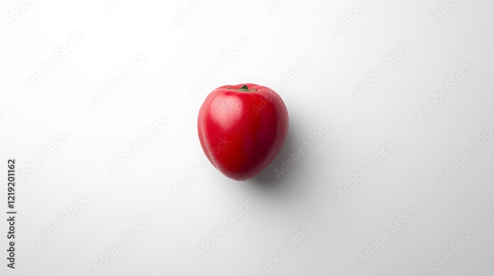 A Single Red Tomato on a White Background A Single Red Tomato on a White Background