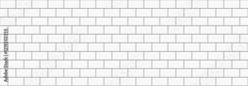 White brick wall texture decoration kitchen backsplash plastic panel building outdoor design. Vector