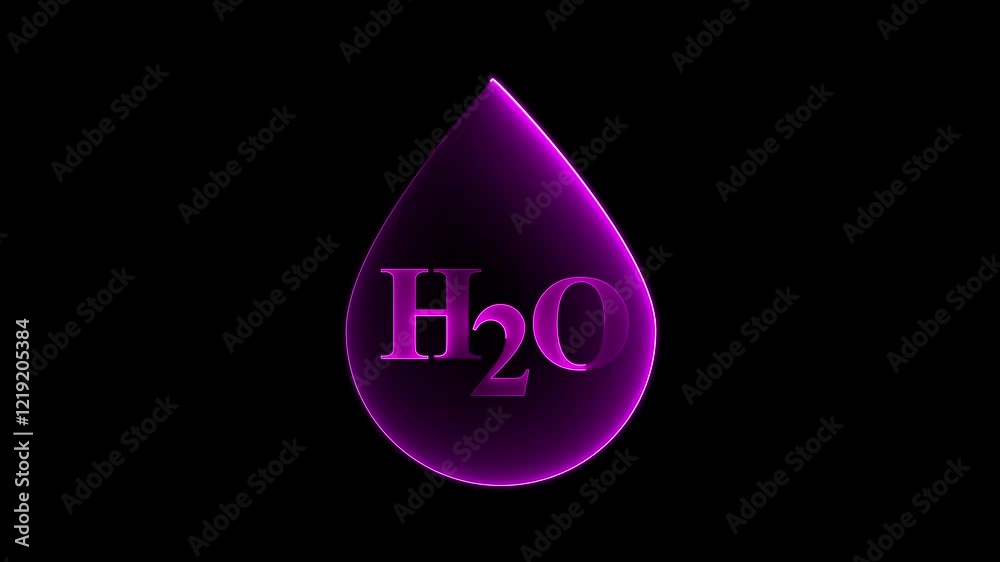Glowing Neon Falling Water Drops Isolated on Black Background. Water drop neon, H2O text and water drop Super slow motion of dripping water drop filmed with macro lens Glowing Neon Falling Water Drops Isolated on Black Background. Water drop neon, H2O text and water drop Super slow motion of dripping water drop filmed with macro lens