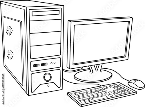 computer pc line vector illustration isolated on white background
