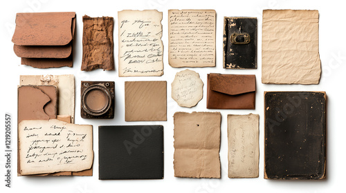 Collection of vintage ephemera, including old papers and envelopes