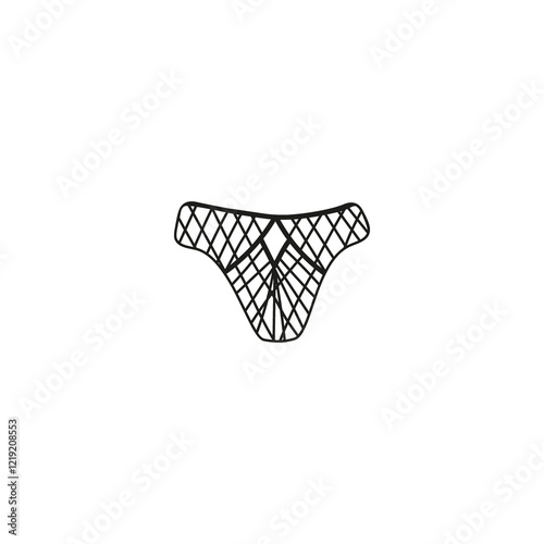 Fashion female lingerie with vintage lace ornament. Doodle panties isolated background