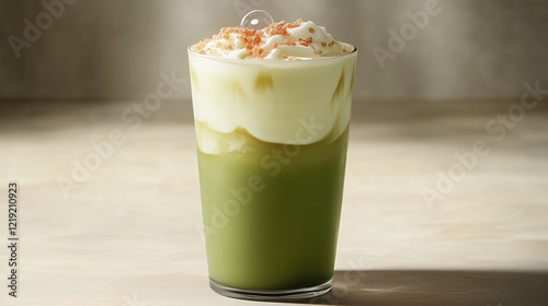 The rich, smooth taste of a green tea latte pairs perfectly with the playful addition of boba bubbles for a unique drink experience.

