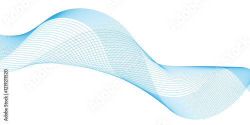 Abstract modern background with blue wavy lines, complex wave line design featuring dotted points,digital dynamic wave of particles, beautiful silk ribbon isolated on white, abstract dotted wave line.