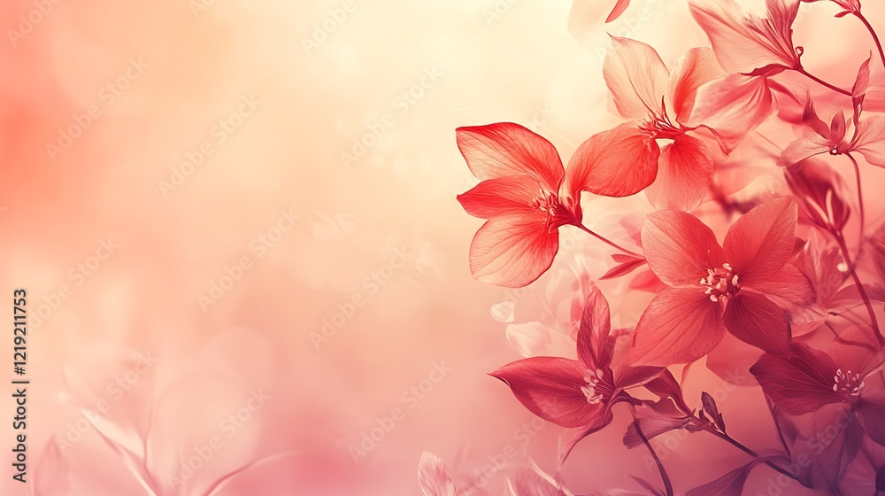 Fototapeta premium Delicate Coral Flowers Softly Illuminated Background