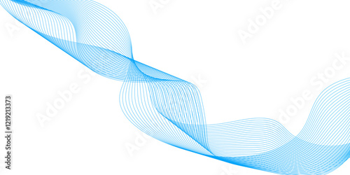 Abstract modern background with blue wavy lines, complex wave line design featuring dotted points,digital dynamic wave of particles, beautiful silk ribbon isolated on white, abstract dotted wave line.