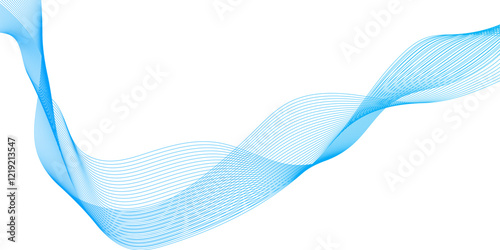Abstract modern background with blue wavy lines, complex wave line design featuring dotted points,digital dynamic wave of particles, beautiful silk ribbon isolated on white, abstract dotted wave line.