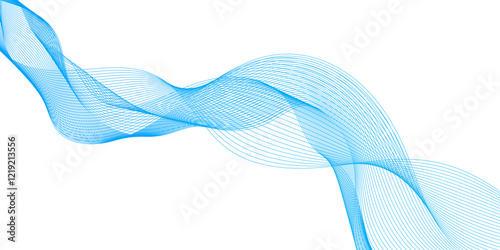 Abstract modern background with blue wavy lines, complex wave line design featuring dotted points,digital dynamic wave of particles, beautiful silk ribbon isolated on white, abstract dotted wave line.