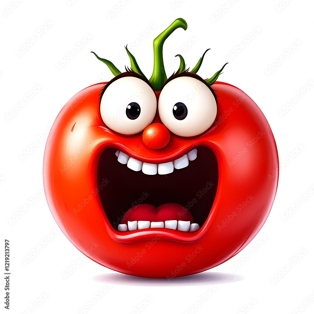 Fototapeta premium Surprised Cartoon Tomato Emoji 3d Render