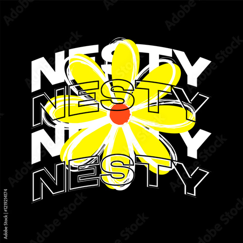Streetwear Design, Urban Style, Text Slogan, Floral Design. Print Pattern Design for T-shirt, Jacket or Screen Printing.