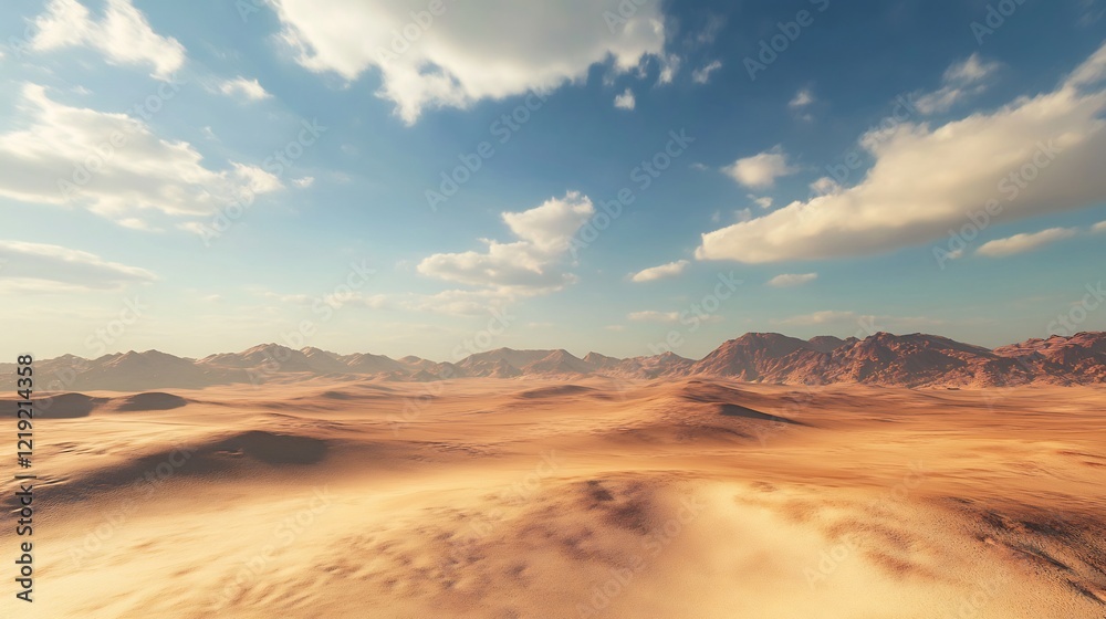 Fototapeta premium Arid Landscape Under a Cloudy Sky: Desert Panorama