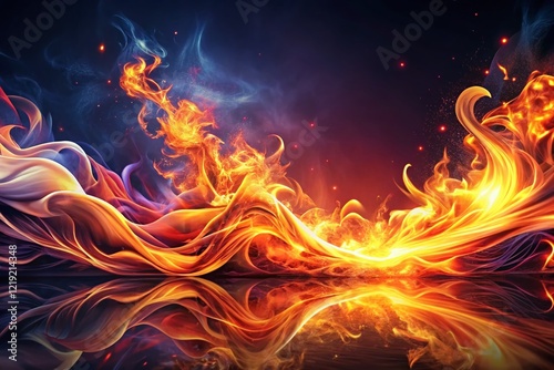 Panoramic Slow Motion Elegant Abstract Flame Loop - Burning Fire Abstract Art Background