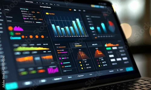 Wallpaper Mural Modern data analytics dashboard displayed on a laptop screen with vibrant graphs and charts Torontodigital.ca