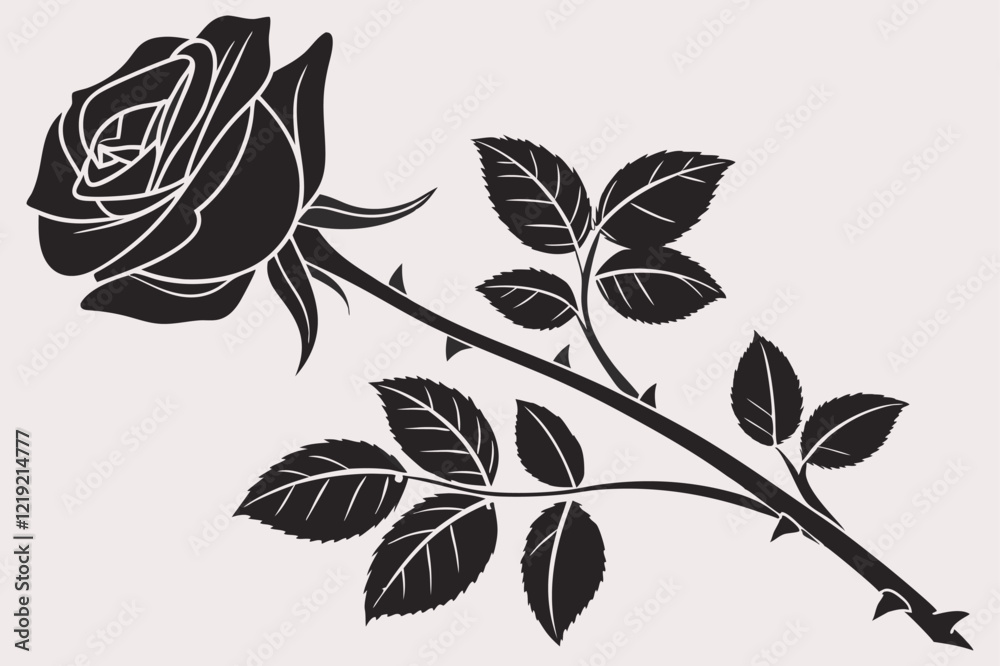 Obraz premium A minimalist black and white silhouette of a Rose