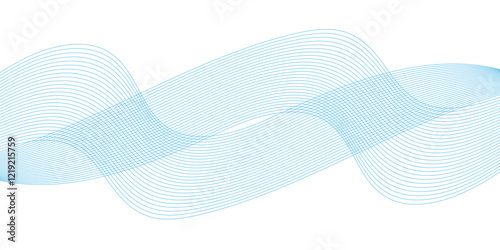 Foto Abstract modern background with blue wavy lines and particles, Technology, data science, geometric border pattern, Stylized line art background
