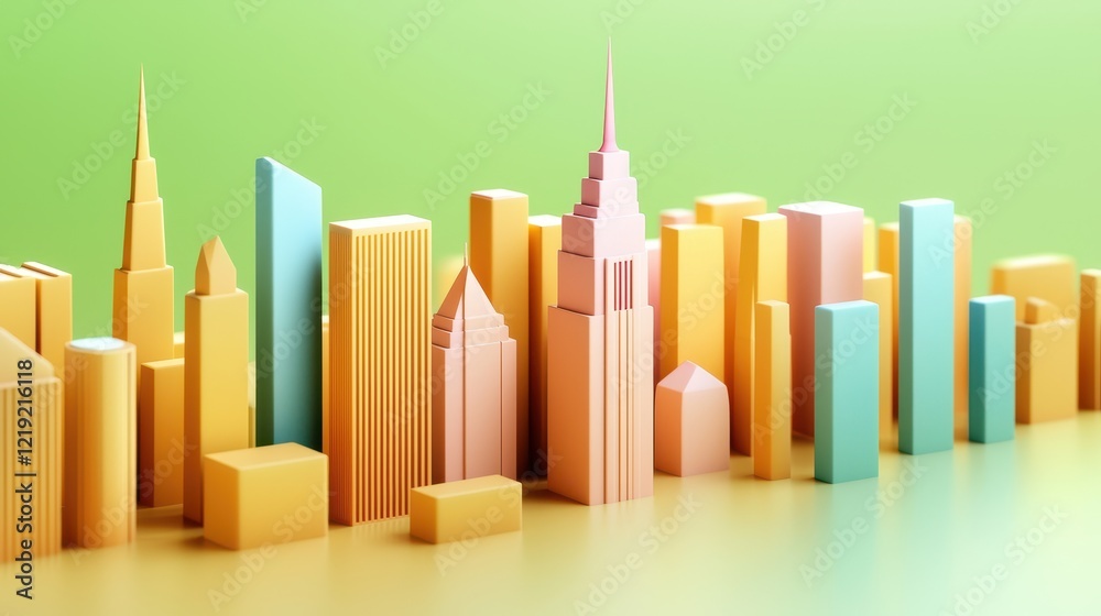 Obraz premium Colorful City Skyline in Flat Design Style
