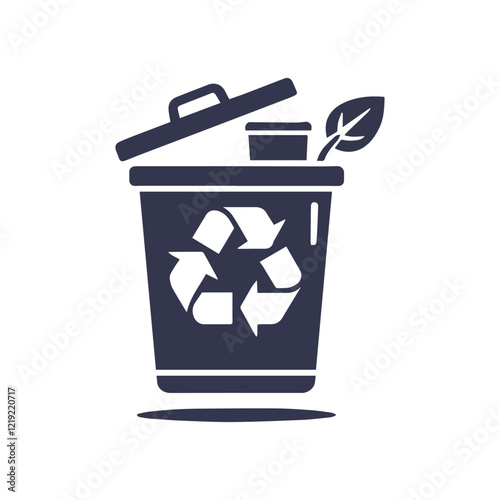 Recycling Bin and Growth Silhouette, Earth Day Element Vector Illustration