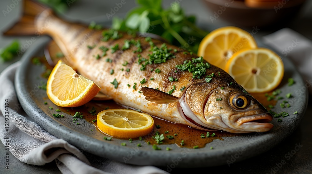 grilled fish with lemon