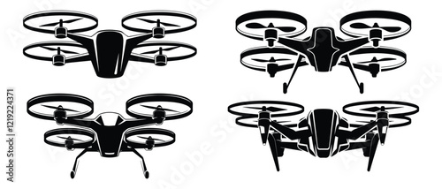  Black drone silhouette vectors in various styles
