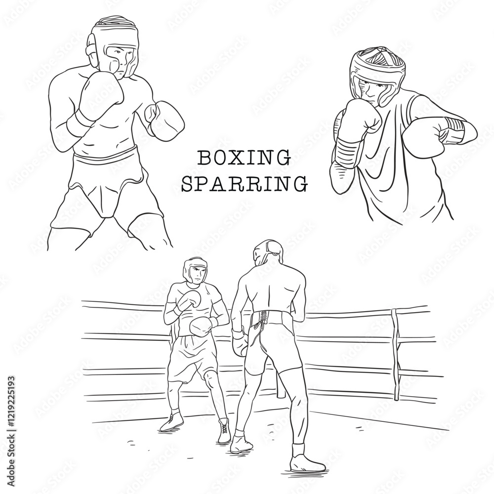 Fototapeta premium sketch vector illustration of boxing sparring match