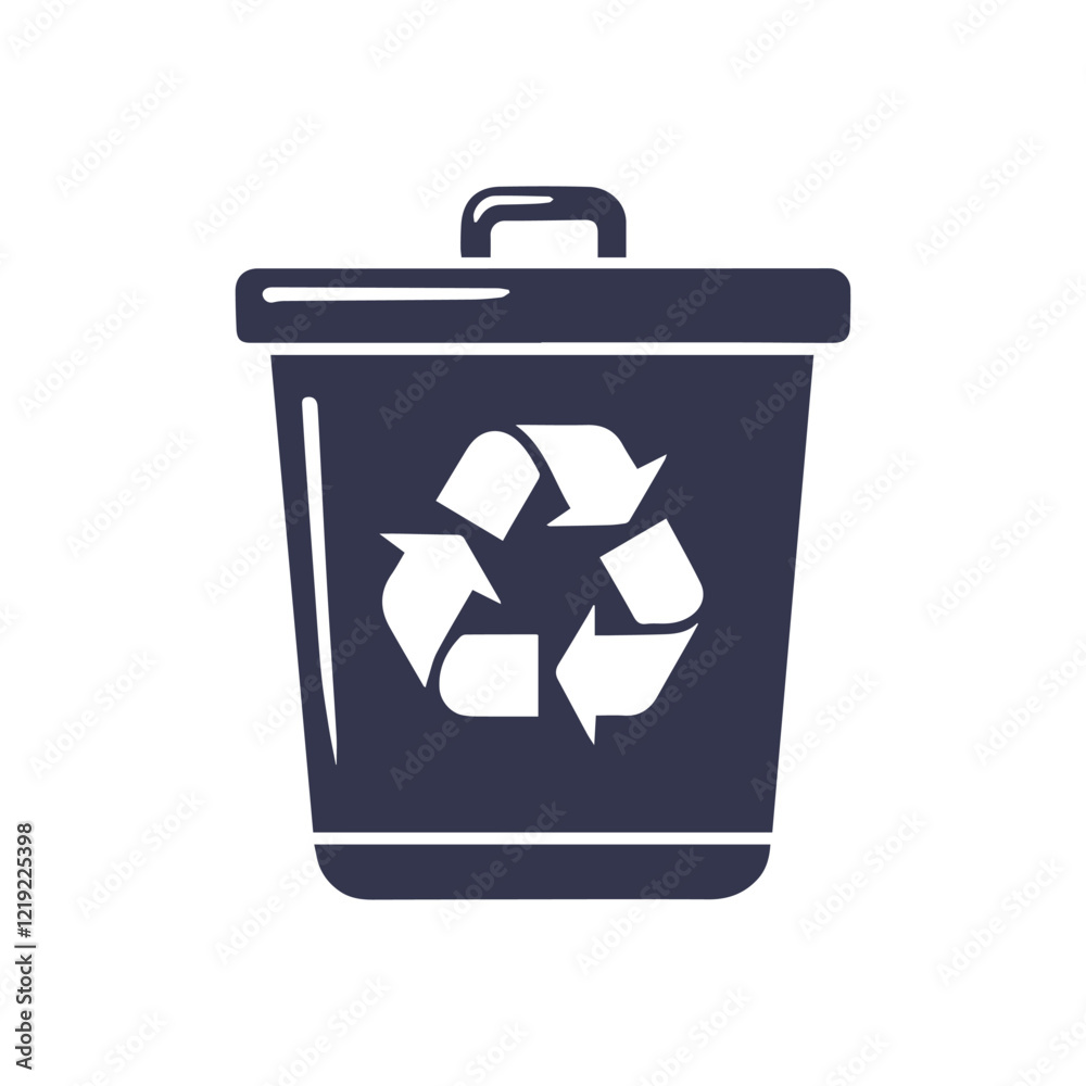 Recycling Bin and Growth Silhouette, Earth Day Element Vector Illustration