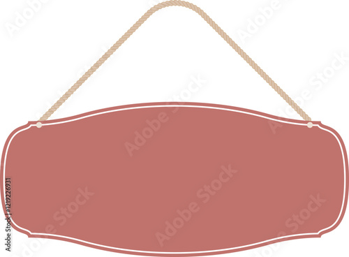 Illustration of a hanging sign board with blank copy space. Empty sign board with rope for your design. 