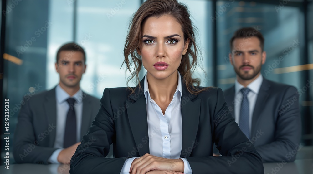 Tense Business Discussion: Senior Businesswoman Leading a Serious Team Meeting Tense Business Discussion: Senior Businesswoman Leading a Serious Team Meeting