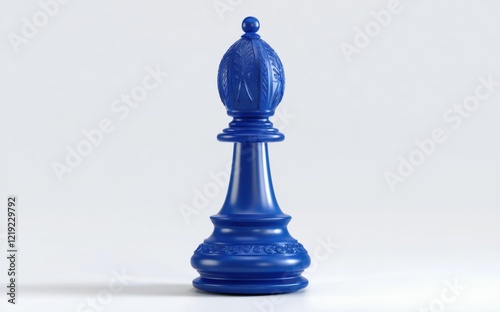 Elegant Blue Chess Bishop Piece in Glossy Luxurious Design photo