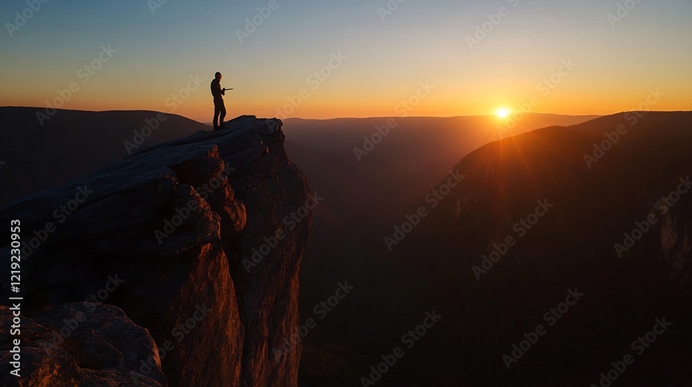 Sunset Silhouette on a Mountaintop: A Breathtaking View Sunset Silhouette on a Mountaintop: A Breathtaking View