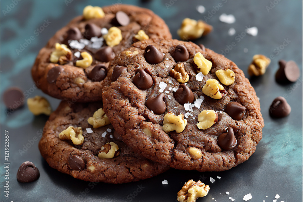 Fototapeta premium walnut chocolate chip cookies