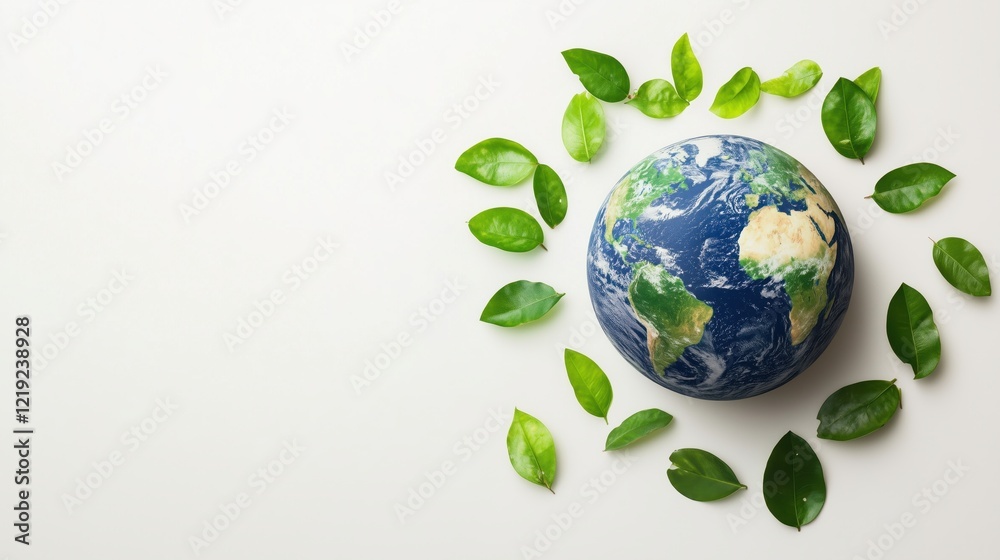 A minimalist Earth Day concept features a globe with greenery and eco-friendly symbols on a crisp white background, emphasizing sustainability and care for the planet. A minimalist Earth Day concept features a globe with greenery and eco-friendly symbols on a crisp white background, emphasizing sustainability and care for the planet.