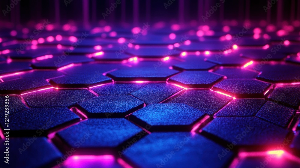 Obraz premium Abstract futuristic background with glowing hexagonal pattern.