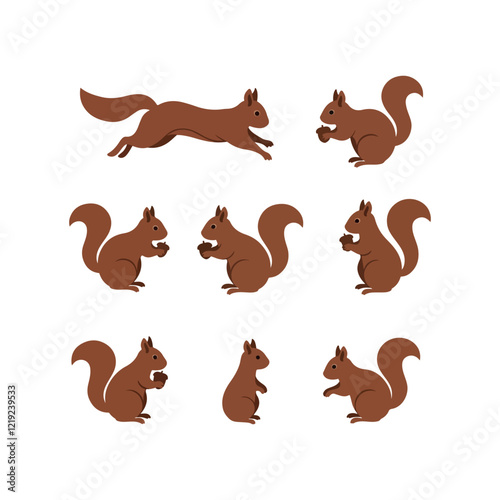 squirrel animal logo icon vector flat design illustrations
