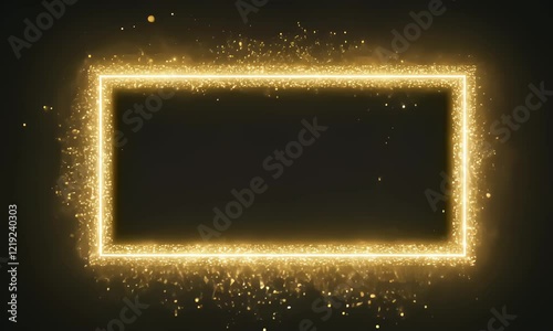 square frame with elegant and luxurious gold neon light movement,