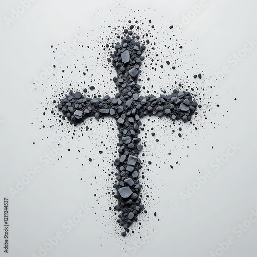 Stone Cross Art Grey Rock Cross Image for Faith photo