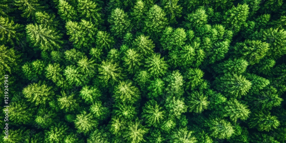 Lush Evergreen Forest Top View with Dense Green Tree Canopy Lush Evergreen Forest Top View with Dense Green Tree Canopy