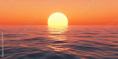 Tranquil Sunset Over Calm Ocean Waters with Warm Color Palette