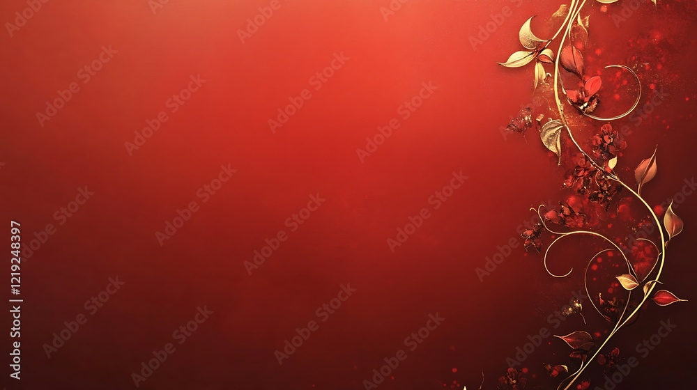 Red Background with Gold Floral Design Red Background with Gold Floral Design