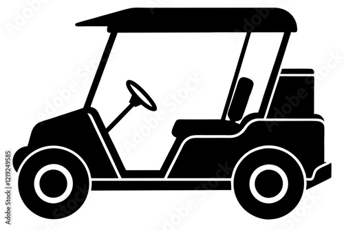 Golf cart vector silhouette, black golf car icon vector 