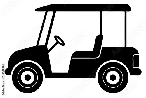 Golf cart vector silhouette, black golf car icon vector 